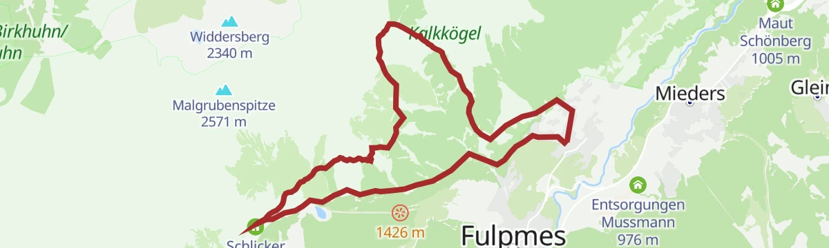 Route map: Telfes - Pfarrachalm - Gloatsteig - Schlickeralm